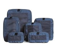 Aerotrunk Compression Packing Cubes for Travel - Luggage Organizer Bags - Double Zipper Packing Cubes for Suitcases (6-Pack, Dark Blue)