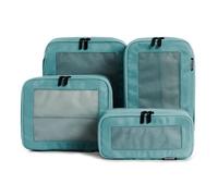 Aerotrunk Compression Packing Cubes for Travel - Luggage Organizer Bags - Double Zipper Packing Cubes for Suitcases (4-Pack, Teal)