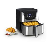 Klarstein AeroVital Deluxe - Hot Air Fryer, Deep Fryer, Low-Fat, 1700 W, 5.4 L Volume, LCD Touch Display, 8 Pre-Installed Programmes, Stainless Steel, Thermostat, Timer, Economical, Silver