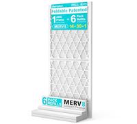 AErovivo Foldable & Reusable 14x30x1 Air Filter MERV 8, 1 Reusable ABS Frame with 6 Pack Replaceable Filter Paper, Innovative AC HVAC Air Filter (Actual Size: 13.75x29.75x0.75 in)
