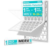 AErovivo Reusable 16x20x1 Air Filter, 1 Pack MERV 8 Deep Pleat Filter Media with 1 Reusable ABS Frame, Cost-effective MPR 600-700 & FPR 5 AC/HVAC Furnace Filter (1 Filter Media + 1 Frame)
