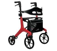 Aerowalk Rollator Ultra Lightweight Folding Walker, Carbon Fibre Wheeled Walking Frame Aerocarbon (Red)