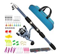 Aerowick Kids Fishing Rod Starter Set with Spinning Reel Combo, Ambidextrous Ultra Light Telescopic Fishing Pole with Lure Case and Carry Bag, Versatile Lure and Float Fishing Kit for Youth Beginner