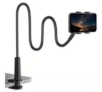 AERRYORD Gooseneck Lazy Phone 360°Adjustable Holder for Bedside Desktop, Base with Knob Adjustable Fixed, 80CM Cell Mobile Phone Black Lazy Bendable Flexible Arm Clamp Bracket Holder Stand for Phones