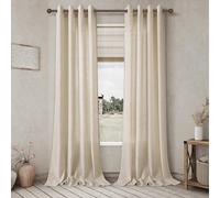 Aersas Beige Linen Curtains 92 Inch Length for Living Room 2 Panels Grommet Flax Linen Drapes Semi Sheer Light Filter Boho Farmhouse Neutral Window Curtains 92 Inches Long for Dining Room Bedroom