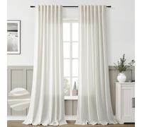 Aersas Cream Linen Curtains 84 Inch Length 2 Panels Set for Living Room Back Tab Semi Sheer Curtain Modern Farmhouse Privacy Light Filtering Drapes Boho Pleated Window Decor, Ivory Natural, 52x84