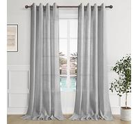 Aersas Light Grey Linen Curtains 84 Inch Length for Living Room Set of 2 Grommet Light Filtering Linen Drapes Modern Farmhouse Ash Dove Heather Gray Semi Sheer Curtain Panels 84 Inches Long