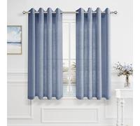 Aersas Stone Blue Curtains 45 Inch Length 2 Panels Set for Kitchen Bathroom Grommet Linen Drapes Semi Sheer Light Filtering Modern Neutral Short Small Denim Inches Long Bedroom Window