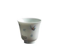 AERTSDFGT Small Tea Cups Ancient Green Glaze Butterfly Love Flower Ceramic Tea Tasting Cup Household Kung Fu Set Women's Delicate Master Single Cups Kungfu Teacup