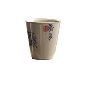 AERTSDFGT Small Tea Cups Plant and Ash Bucket Cup Handwritten Joy and No Matter Master Calligraphy Hand-Painted Tea Tasting Chinese Style Single Kungfu Teacup(B)