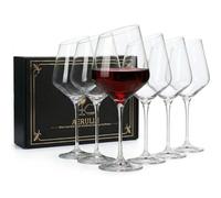 Aerulin Slanted Crystal Red Wine Glasses, Set of 6 (500ml) Gift Boxed | Modern slanted rim, hand-blown lead-free crystal. 500ml glasses in a luxury black gift box-perfect for elegant gifting.
