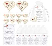 AerWo 100Sets Funeral Favors Cardinal Memorial Gifts, Celebration of Life Decorations with Pocket Hug Token Funeral Prayer Cards and Organza Bags