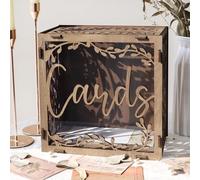 AerWo Wedding Card Box with Acrylic Window, Wooden Post Box for Cards Envelop Money Gift Card Boxes, Rustic Wedding Decorations for Reception Bridal Shower Graduation Party Birthday