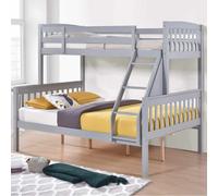 aeryn wooden triple bunk bed with ladder in grey