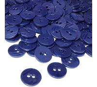 AERZETIX - C56403 - 100 round buttons diameter 15 x 2.2 mm with 2 holes - colour indigo blue - made of plastic - opening diameter 2 mm - haberdashery sewing/clothing crafts/fashion/embroidery
