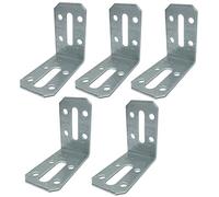 AERZETIX - C58915 - Set of 5 adjustable mounting brackets 50x55x30x2mm with beveled corners - 8+2 mounting holes - for plasterboard partitions worktop - Z275 galvanized steel