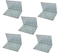 AERZETIX - C58964 - Set of 5 Perforated Mounting Brackets 60 x 60 x 100 x 2 mm - Right Angle Fixing Feet - with 30 Round Holes - Wooden Movable Shelf Reinforcement - Z275 Galvanised Steel