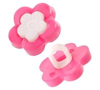 AERZETIX Set of 12 buttons with eyelet in flower shape, 14.2 x 8.8 mm, pink and white