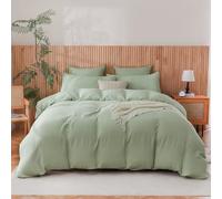 Aerzosty Muslin Double Size Duvet Cover Set Cotton Bedding - Cloud-like Softness, Highly Breathable, Rapid Moisture Absorption, All-Season Bedding, OEKO-TEX Certified - Sage Green(Pack of 3)