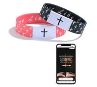 aesdox Bible Verse Bracelets, Pack of 2, Christian Jesus Bracelets with NFC for Men and Women, Ideal Gift Choice, Mittelgroße, Nylon, No Gemstone