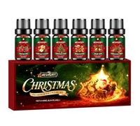 Aeshory 6 x 10ml Essential Oils Set, Christmas Fragrance Oil for Diffuser for Home, Candle Making - Gingerbread, Christmas Tree, Noel Berries, Jingle Bell, Golden Ember Spice, Vanilla Apple Cinnamon