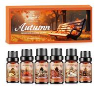 AESHORY 6 x 10ml Fall Essential Oils for Diffusers for Home, Candle Scents - Autumn Leaves, Autumn Magic, Warm Flannel, Roasted Marshmallow, Hot Baked Apple Pie, Pumpkin Crunch Cake