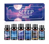 Aeshory 6 x 10ml Sleep Essential Oils for Diffusers for Home - Fresh Breathe, Stress Relief, Stop The Snore, No More Insomnia, Sweet Dreams, A Goodnight's Sleep