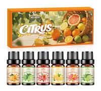 AESHORY Citrus Essential Oils Set, 6 x 10ml Natural Essential Oil for Diffusers for Home, Aromatherapy, Cleaning, Soap & Candle Making - Bitter Orange, Bergamot, Grapefruit, Lemon, Blood Orange, Lime