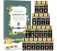 Aeshory Essential Oils Set 20x5 ML -100% Natural Fragrance Oils-Perfect for Diffuser, Humidifier,Aromatherapy, Massage, Scented Candle, Perfume, Soap and Bath Bombs Making