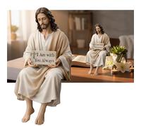AeSiliFlex Jesus Statue - Hand-Painted Resin Figurine (9.5cm), Religious Christian Gifts for Women Men, Mini Jesus Desk Companion for Home Decor, Sunday School, Baptism, Communion & Easter (1PCS)