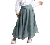Aeslech Big Girls Cotton Long Maxi Skirts Casual Renaissance Fairy Boho Victorian Gothic Skirts Grey Tag 140-8-9Y