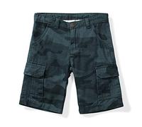 Aeslech Little Big Boys' Casual Cargo Shorts Lightweight Multi Pockets Summer Combat Scout Camo Blue Tag 140-7-8 Years