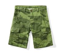Aeslech Little Big Boys' Casual Cargo Shorts Lightweight Multi Pockets Summer Combat Scout Camo Green Tag 140-7-8 Years
