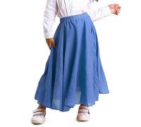 Aeslech Little Girls Cotton Long Maxi Skirts Casual Renaissance Fairy Boho Victorian Gothic Skirts Denim Blue Tag 130-6-7Y
