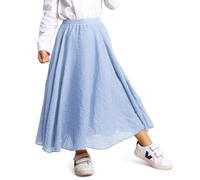 Aeslech Little Girls Cotton Long Maxi Skirts Casual Renaissance Fairy Boho Victorian Gothic Skirts Ink Blue Tag 130-6-7Y