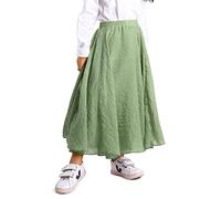 Aeslech Little Girls Cotton Long Maxi Skirts Casual Renaissance Fairy Boho Victorian Gothic Skirts Light Green Tag 120-5Y