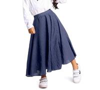 Aeslech Little Girls Cotton Long Maxi Skirts Casual Renaissance Fairy Boho Victorian Gothic Skirts Navy Blue Tag 120-5Y