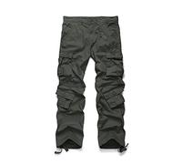 Aeslech Mens Cargo Work Combat Trousers Army Military Pants with 8 Pockets Casual Tactical Hiking Camping Grey Green 38