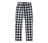 Aeslech Men's Flannel Pyjama Bottoms Plaid pj Lounge Pants Checkered Cotton Nightwear White Black 38