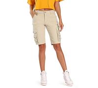 Aeslech Women's Bermuda Cargo Shorts with Pockets Cotton Relaxed Fit Casual Twill Khaki US 18 - UK 20