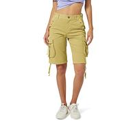 Aeslech Womens Cargo Shorts with Multi Pockets, Stretch Bermuda Summer Casual Hiking Shorts Women Khaki 4