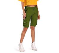 Aeslech Women's Cargo Shorts with Pockets Casual Bermuda Twill Combat Work Shorts Army Green US 18 - UK 20