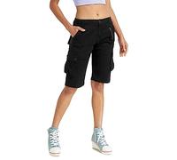 Aeslech Women's Casual Military Cargo Shorts with 6 Pockets Work Outdoor Summer Hiking Shorts Black US 16 - UK 18