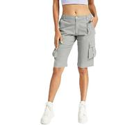 Aeslech Women's Casual Military Cargo Shorts with 6 Pockets Work Outdoor Summer Hiking Shorts Light Gray US 16 - UK 18