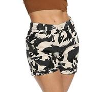 Aeslech Women's Casual Shorts with Pockets Elastic Waist Camo Summer Wear Camo White US 16 - UK 18
