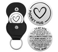 Aesnefe Pocket Hug Token Inspirational Reminder Gifts Mental Health Thinking of You Gift Self Love with PU Leather Keychain, To My Son 1, S