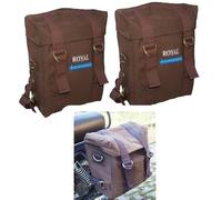 AEspares Military Pannier Canvas Bag Pair Brown Compatible With Royal Enfield Classic 350 500