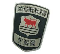 AEspares New Steel Made Black Chrome Morris Ten Bonnet Monogram Badge Logo