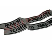AEspares Pair Silver Black Bonnet Hood Sticker Set Use for Massey Ferguson 1035