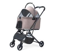 AESRAOU 2 IN1 Dog Strollers with Removable Carrying Basket, Foldable Puppy Carts with 4 Fast Wheels, Minimalist Pets Stroller with Storage Bag for Medium Small Dogs Cats Outdoor Travel (Coffee)